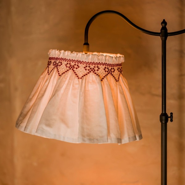 Edit58 x Smock London Elsie Lampshade Skirt Cross Hatch Cotton with Crimson Ribbon Hand Smocking Edit58 x Smock London Elsie Lampshade Skirt Cross Hatch Cotton with Crimson Ribbon Hand Smocking