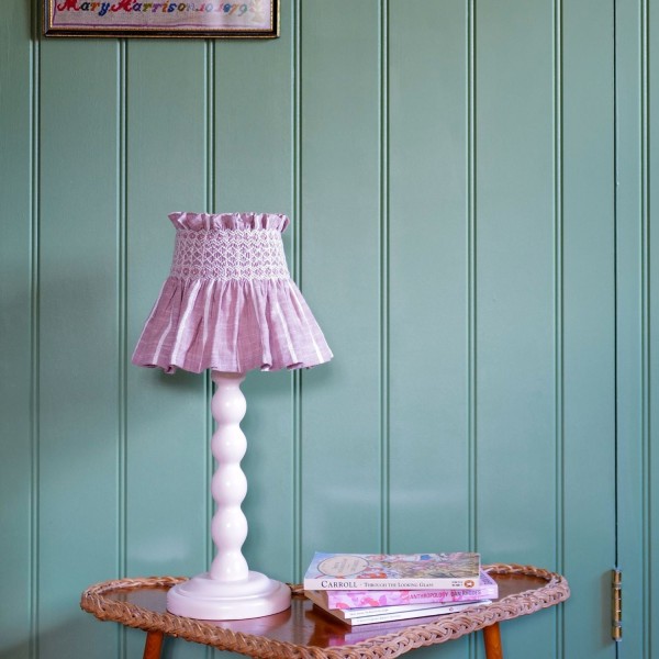 Edit58 x Smock London Elsie Lampshade Skirt Mink with Rosebud Trellis Hand Smocking