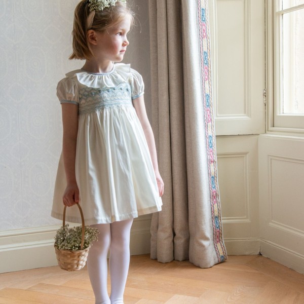 Diana Special Occasion Dress with Forget Me Not Hand Smocking