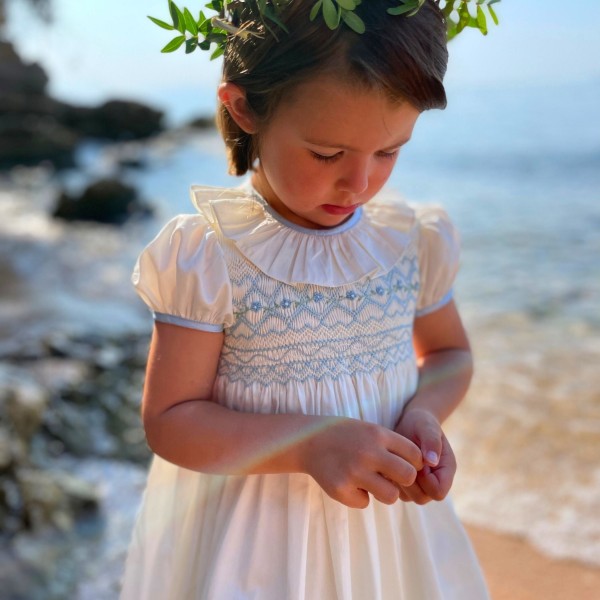 Diana Special Occasion Dress with Forget Me Not Hand Smocking