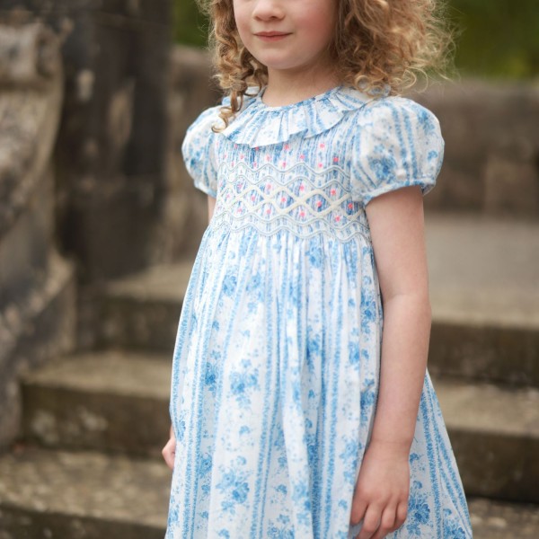 Katherine Johnson Dress Antoinette Stripe with Hint of Mischief Hand Smocking Katherine Johnson Dress Antoinette Stripe with Hint of Mischief Hand Smocking