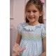 Katherine Johnson Dress Blue Sky Gingham with Rainbow Hand Smocking