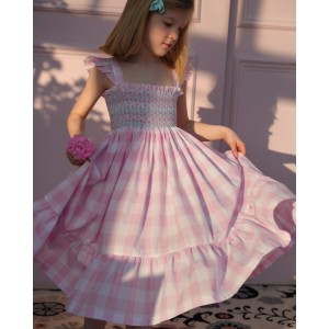 Rachel Carson Girls Dress Candy Floss Gingham with Spearmint Hand Smocking Rachel Carson Girls Dress Candy Floss Gingham with Spearmint Hand Smocking