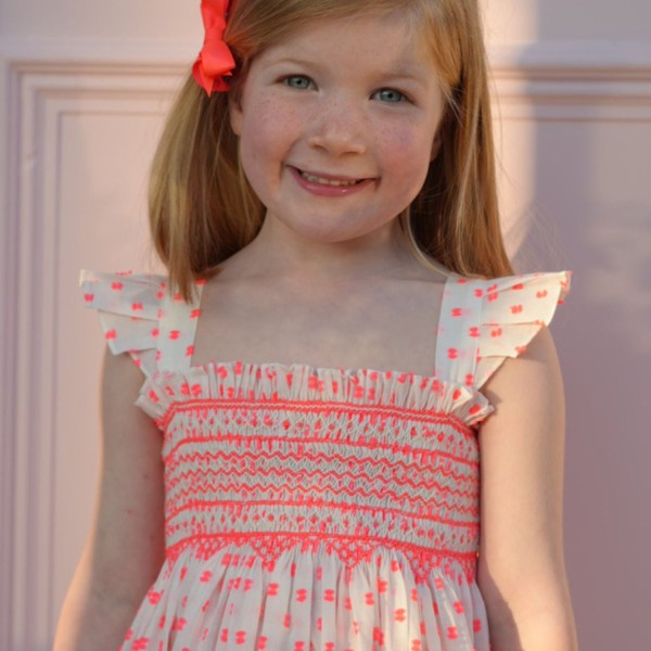 Rachel Carson Girls Dress Pack a Punch Plumetti with Big Top Hand Smocking