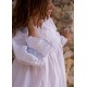 Bessie Coleman Women's Dress Moonstone Cotton with Cornflower Hand Smocking