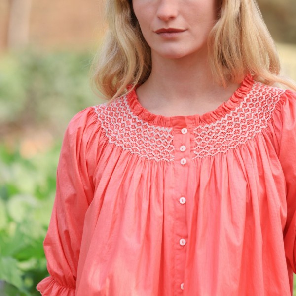 Cleopatra Blouse Calypso Stripe with Milk Hand Smocking Edition 42