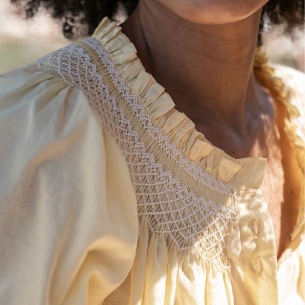 Cleopatra Blouse Primrose Cotton voile with Milk Hand Smocking Edition 40 Cleopatra Blouse Primrose Cotton voile with Milk Hand Smocking Edition 40
