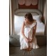 Memo Press x Smock London Women's Alice Dress Moonstone with Yellow Rose Hand Smocking