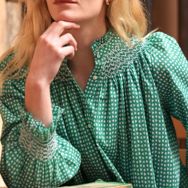 Scholl Blouse Golf Hole Green with Chalk Hand Smocking Edition 72 Scholl Blouse Golf Hole Green with Chalk Hand Smocking Edition 72