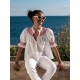 Scholl Women's Summer Blouse White with Pillar Box Red Hand Smocking
