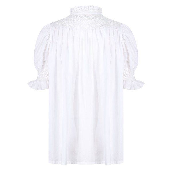 Scholl Women's Summer Blouse White with Ivory Hand Smocking Edition 9