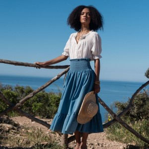Sullivan Women's Skirt Chambray with Swedish Blue Hand Smocking